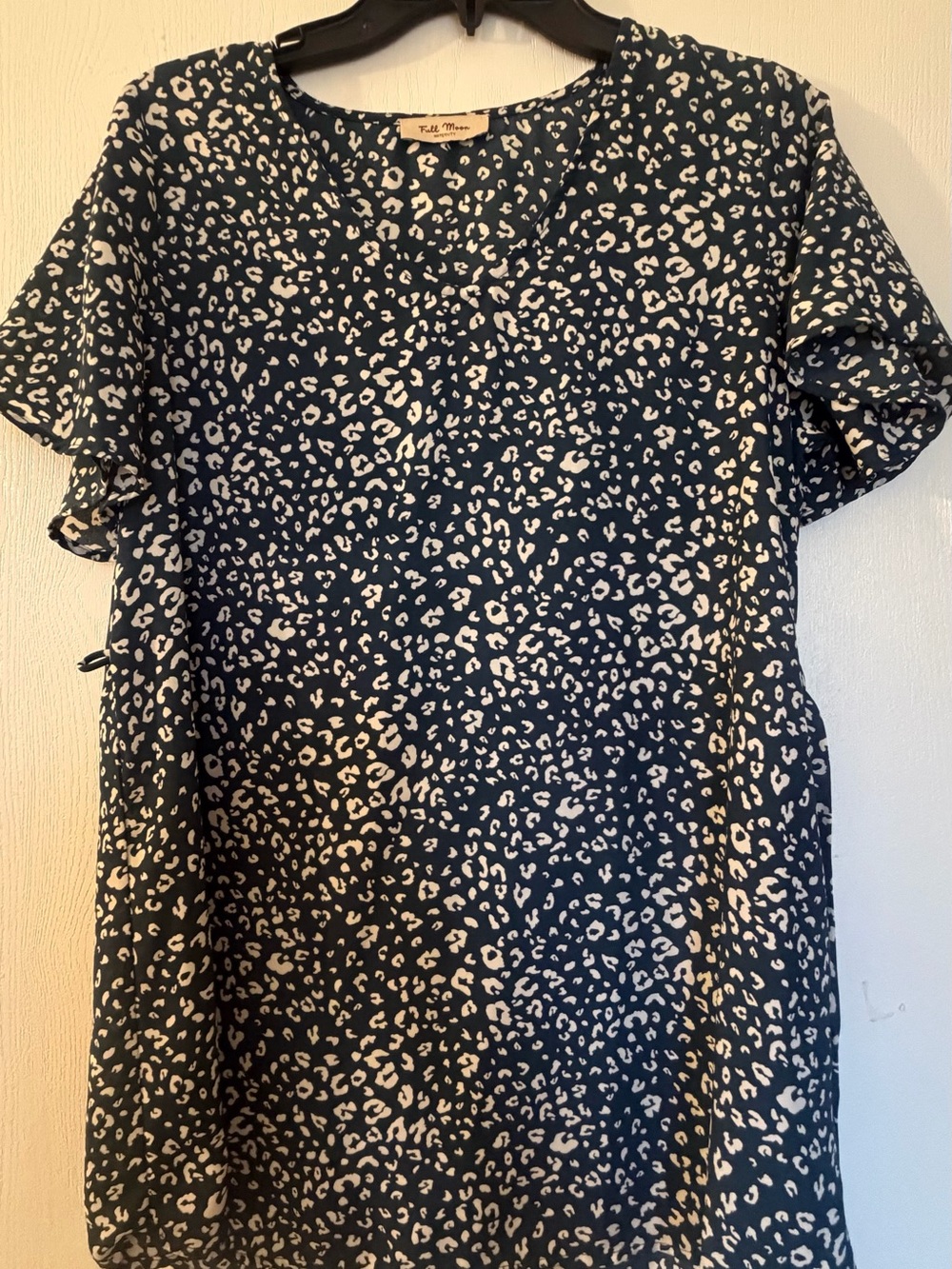 Full Moon Maternity Teal Leopard Print Top - Tie Waist
